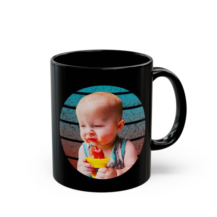 Custom portrait mug, custom photo mug, photo on mug, retro colored design, Personalized mug, 11oz Black Mug