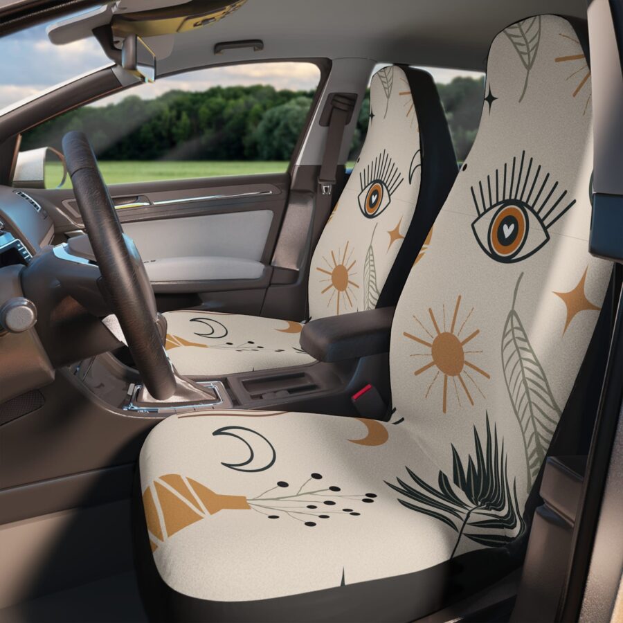 Boho Eye Car Seat Covers, Celestial seat cover for car, universal seat covers, Car Seat Protector, Bohemian car decor, front car seats 1pair
