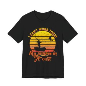 Mens Fishing T shirt, Funny Fishing Shirt, Fishing Graphic Tee, Fisherman Gifts, Present For fisherman, I Cant Work My Arm is in