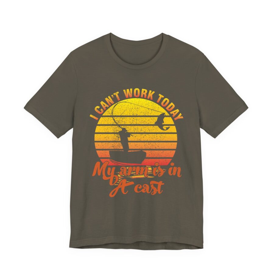 Mens Fishing T shirt, Funny Fishing Shirt, Fishing Graphic Tee, Fisherman Gifts, Present For fisherman, I Cant Work My Arm is in - Image 2