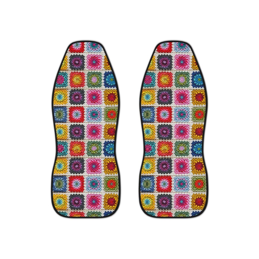 Faux Crochet Granny Squares, Boho Car Seat Covers, boho crochet, car accessory , car interior design, gift for crochet lovers - Image 2