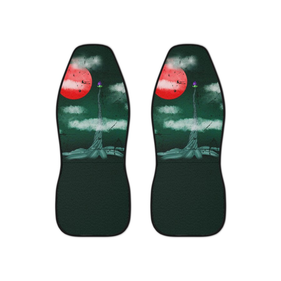 Tree of life car seat covers, violet flower, Japanese red sun, seat covers for vehicle, new driver gift, car accessory, deep green - Image 2