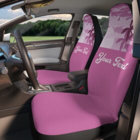 Pink Tropical Sunset Car Seat Covers — Custom Name, Personalized