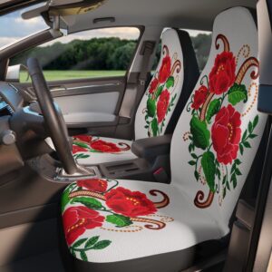 Floral Red Faux Embroidered