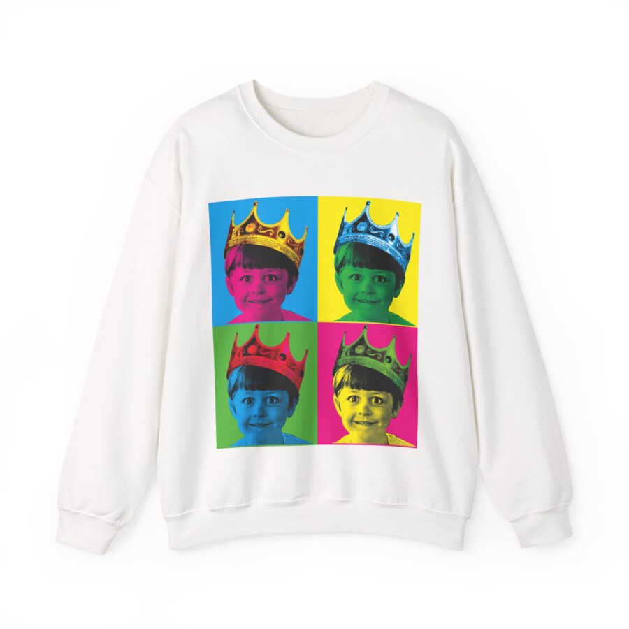 Pop Art Crown Kid Sweatshirt, Colorful Four-Panel Portrait, baby birthday gift - Image 2