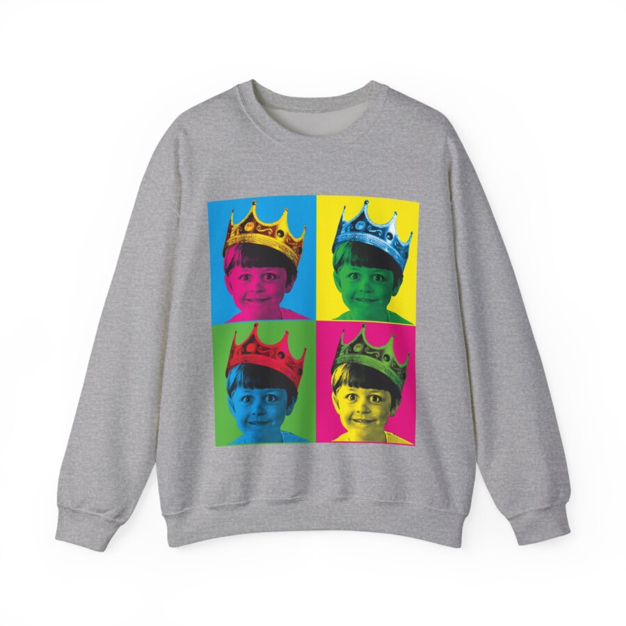 Pop Art Crown Kid Sweatshirt, Colorful Four-Panel Portrait, baby birthday gift - Image 3