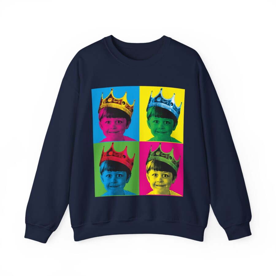 Pop Art Crown Kid Sweatshirt, Colorful Four-Panel Portrait, baby birthday gift - Image 4