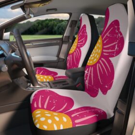 Retro Pink Flower Car Seat Covers
