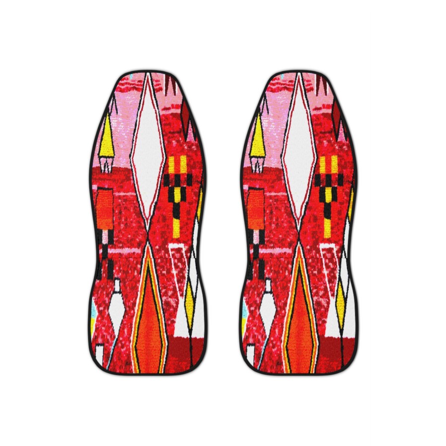 High-Contrast Car Interior, Boho Faux Moroccan Rug Car Seat Covers — Vintage-Inspired - Image 2