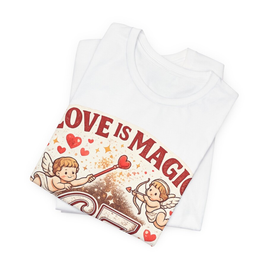 Love Is Magic 67 T-Shirt – Vintage Cupid Valentine Tee - Image 4