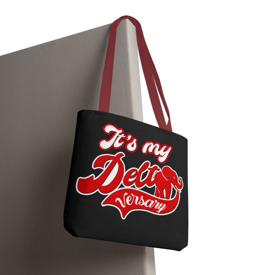 It's My Deltaversary Tote Bag, Delta Celebration, Black Tote (Red Elephant) - Image 6