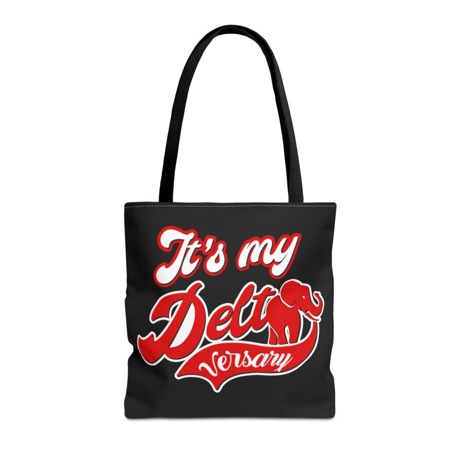 It's My Deltaversary Tote Bag, Delta Celebration, Black Tote (Red Elephant) - Image 3