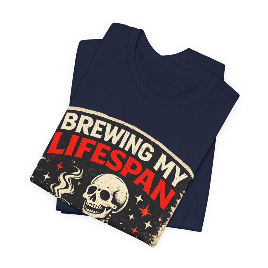 Brewing My Lifespan shirt, Skeleton Coffee Tee – Funny Gothic Coffee Lover T-Shirt - Image 10