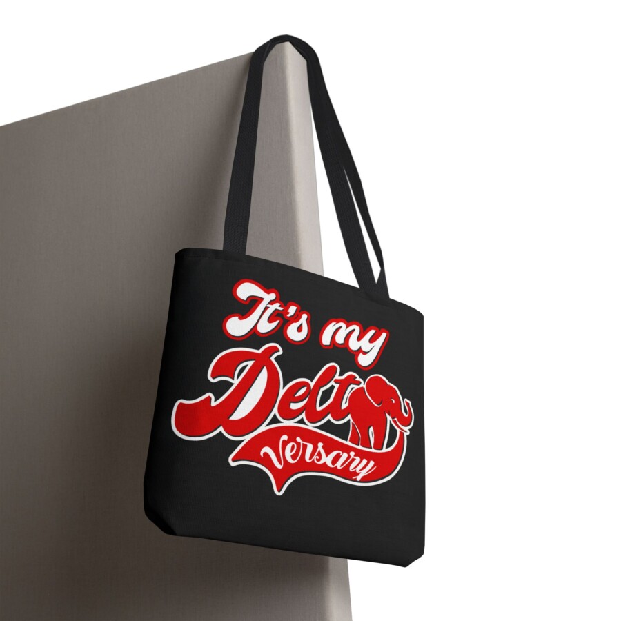 It's My Deltaversary Tote Bag, Delta Celebration, Black Tote (Red Elephant) - Image 4