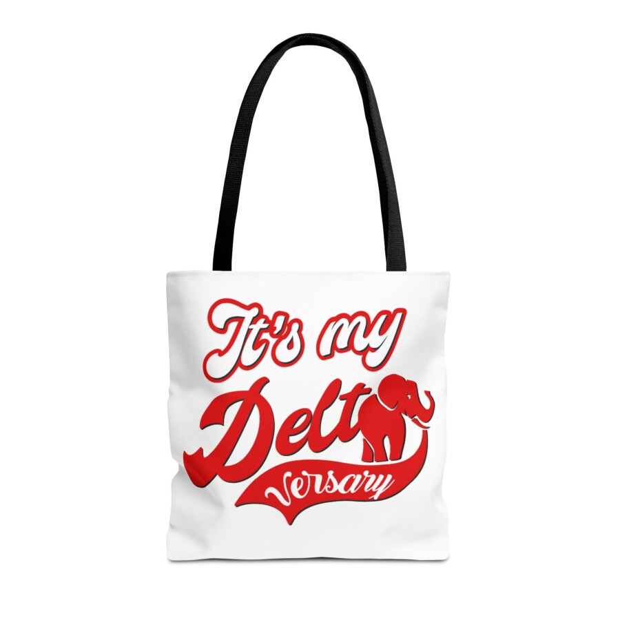 Deltaversary white tote bag