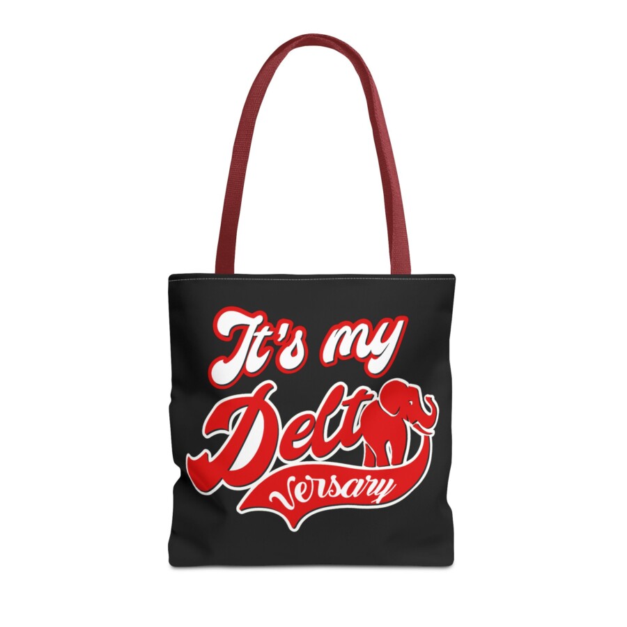 It's My Deltaversary Tote Bag, Delta Celebration, Black Tote (Red Elephant) - Image 5