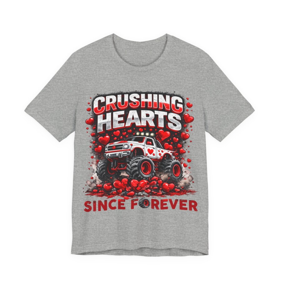 Crushing Hearts Tee, Monster Truck 'Crushing Hearts Since Forever' Graphic T-Shirt - Image 5