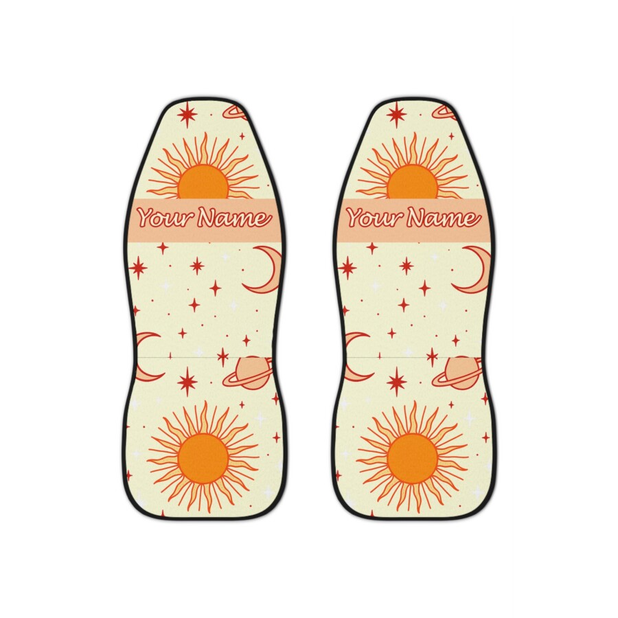 Custom name car seat covers, Celestial Design, Personalized Sun & Moon, Seat Covers for vehicle - Image 2