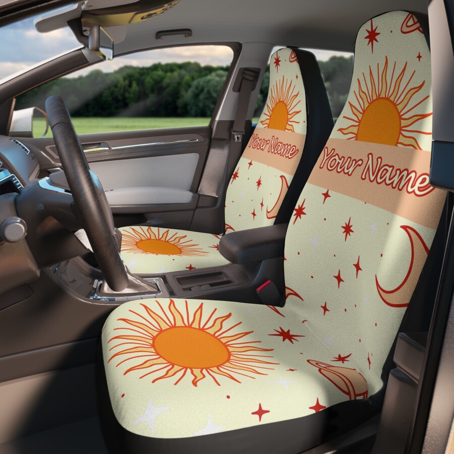 Custom name car seat covers, Celestial Design