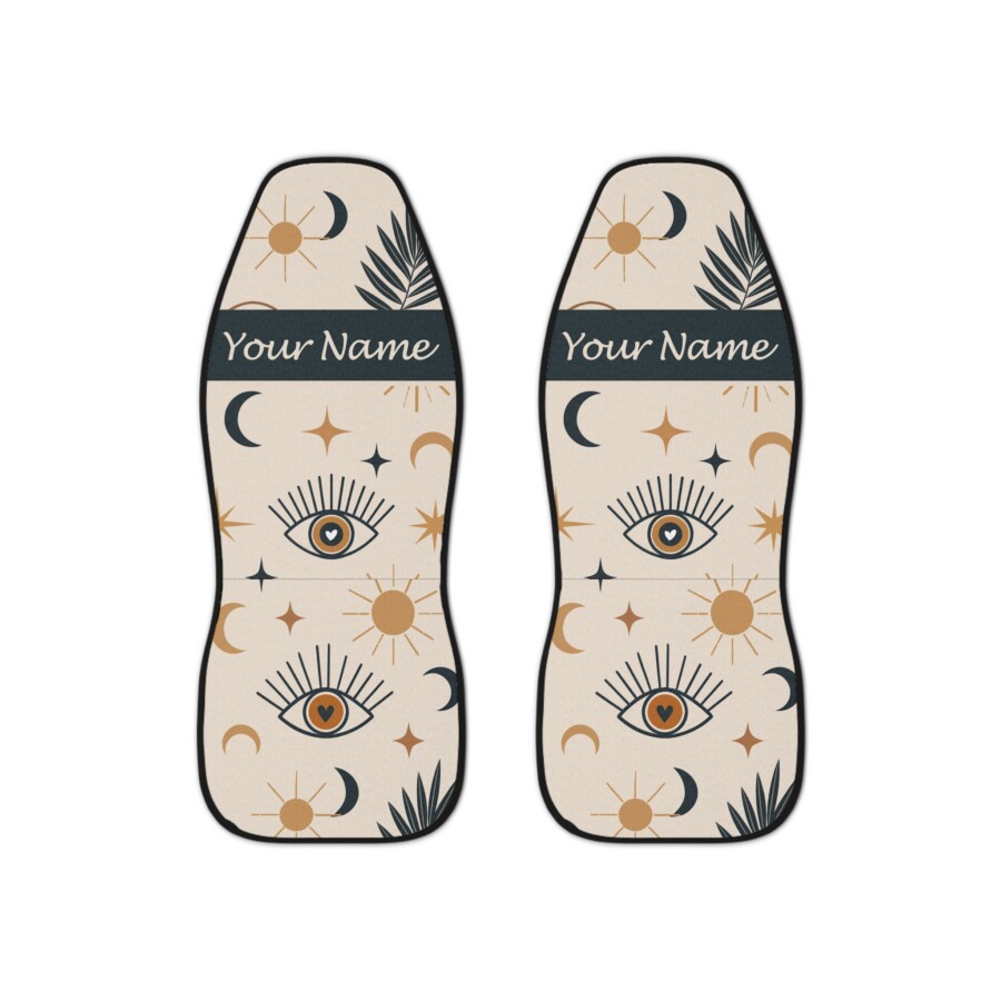 Mystic Eye Personalized Car Seat Covers — Custom Name Boho Sun & Moon Design - Image 2