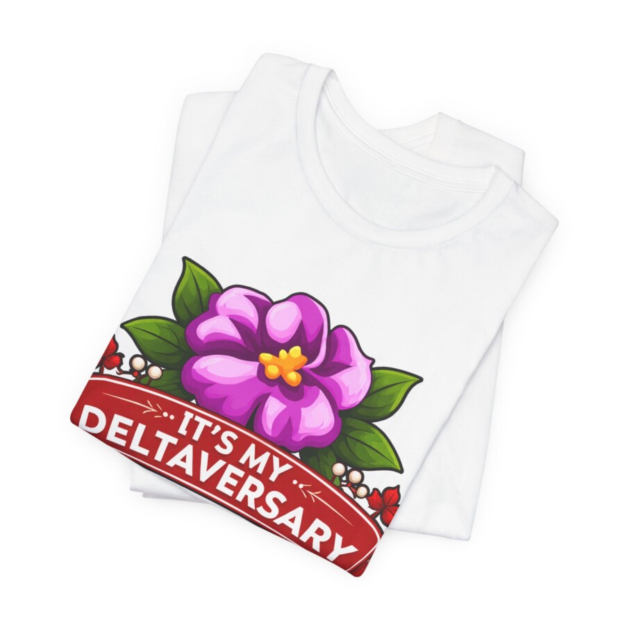 Deltaversary Violet Tee – “It’s My Deltaversary” Floral Celebration T‑Shirt - Image 6