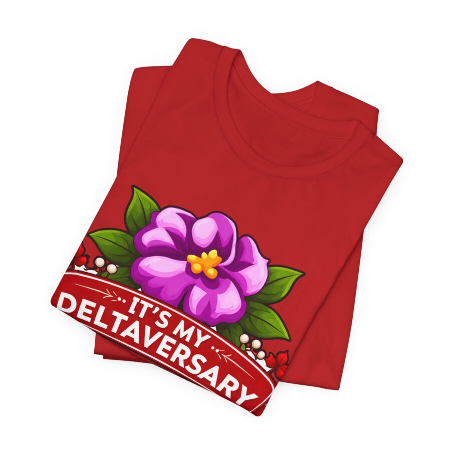 Deltaversary Violet Tee – “It’s My Deltaversary” Floral Celebration T‑Shirt - Image 4