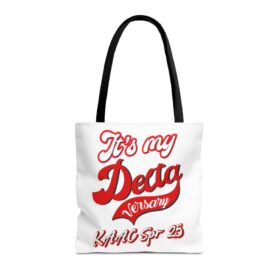 Deltaversary tote bag, white shoulders bag 16" x 16" (Red Elephant Delta Design)