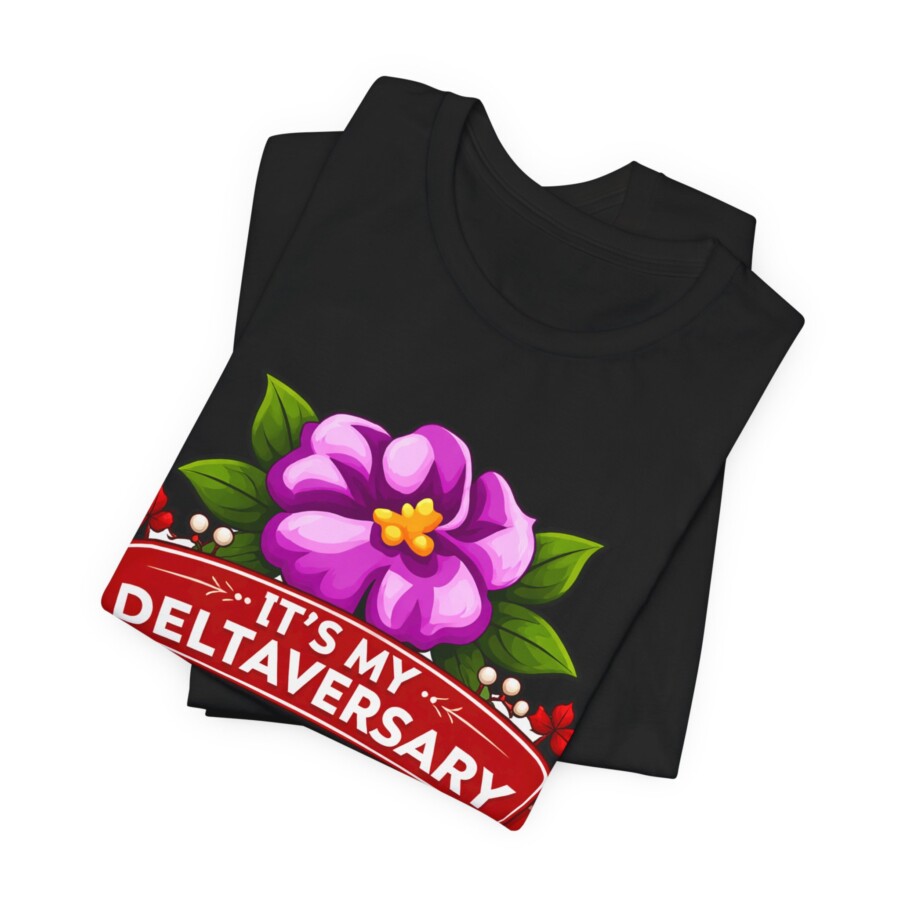 Deltaversary Violet Tee – “It’s My Deltaversary” Floral Celebration T‑Shirt - Image 2