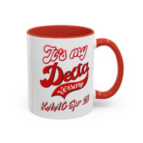 It's My Deltaversary Coffee Mug, red handle mug— Sorority Celebration Accent Mug, 11oz