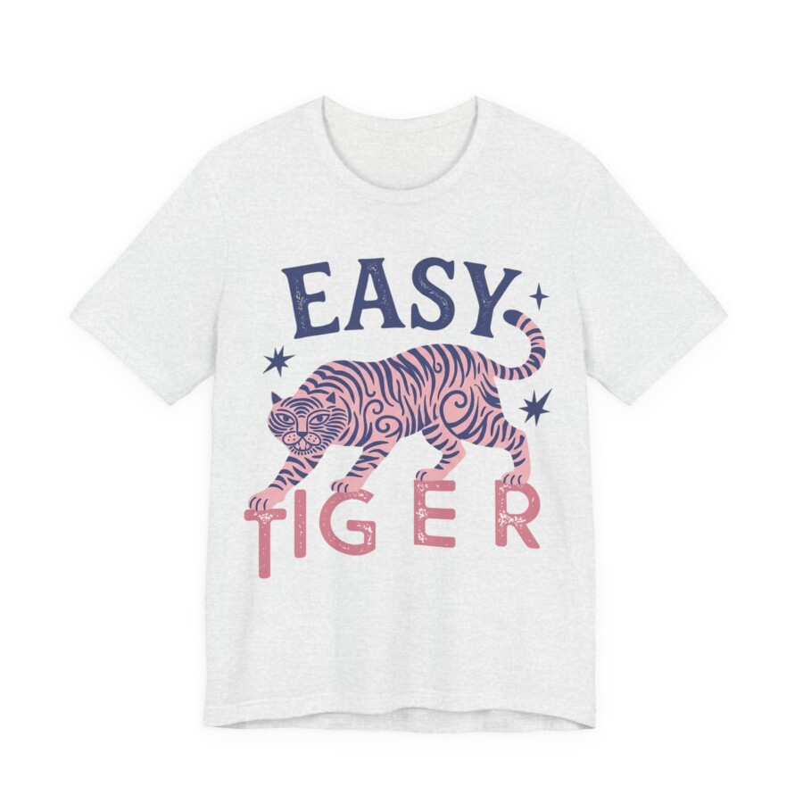 Easy Tiger T-shirt, Retro Pink Tiger Graphic Tee - Image 4