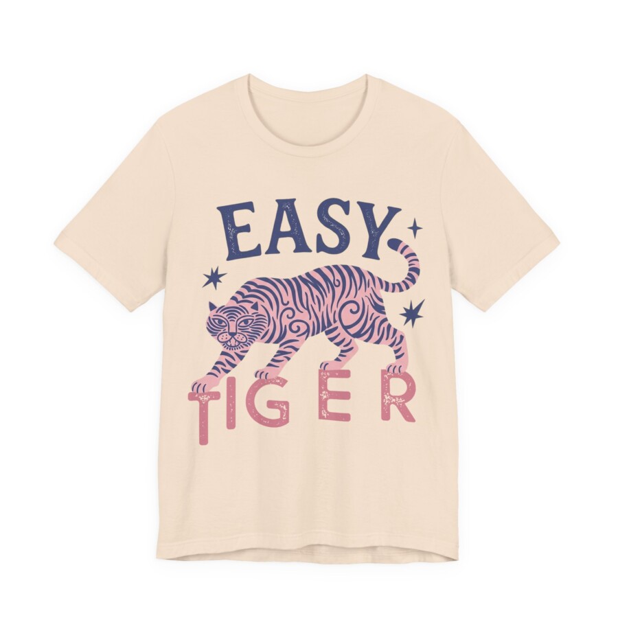 Easy Tiger T-shirt, Retro Pink Tiger Graphic Tee - Image 5